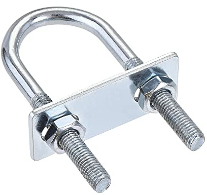 sourcing map Round U-Bolt 1 Set 1.22(31mm) Inner Width 90mm Length Steel M8 with Nut, Plate