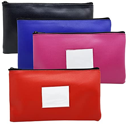Bankeinlagen-Geldbeutel, Allzweck-Kunstleder, Securit-Vinyl-Reißverschluss-Brieftaschen mit gerahmtem Ausweisfenster und leerer Karte für Bargeld, Kosmetik, Werkzeuge, 27,9 x 15,2 cm