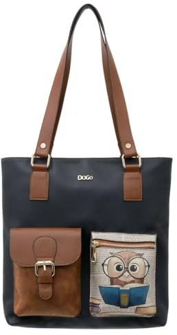 DOGO Vegane Damen Umhängetaschen -Handgefertigt Schultertaschen und Handtasche Multi Pocket Bag The Wise Owl