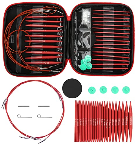 Aluminum Circular Knitting Needles Set, 13 Size Interchangeable Crochet Needles, 40cm/60cm/80cm/100cm Detachable Knitting Needles Kit with Storage Case for Smooth Knitting & Versatile Projects