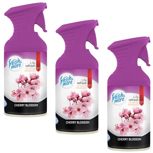 Fresh & More Raumspray Cherry Blossom, 250 ml, 3er-Pack | Raumduft Spray für Wohnräume, gezielt dosierbar, zarter Kirschblütenduft