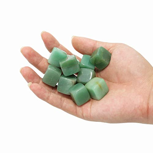 Nvzi fyrkantig tumlad polerad naturlig grön aventurinkristall, kristaller och helande stenar Kvartsbulk för Wicca, Reiki, helande energi, chakrastenar, trolldomstillbehör (10 st)
