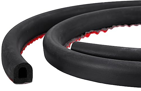 sourcing map D-Shape Door Rubber Seal Strip, 0.51x0.59 Foam Automotive Weather Stripping with Self-Adhesive for Cars, Truck, Door Window, Boats Soundproof Insulation Sealing (9.84Ft)