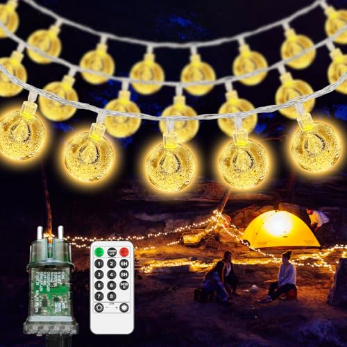 LED Lichterkette Außen Innen - 12M 60 LED Kugel Lichterkette mit 8 Modi IP44 Wasserdicht, Lichterkette Outdoor Strom für Kinderzimmer, Gartenbeleuchtung, Partybeleuchtung, Balkon deko