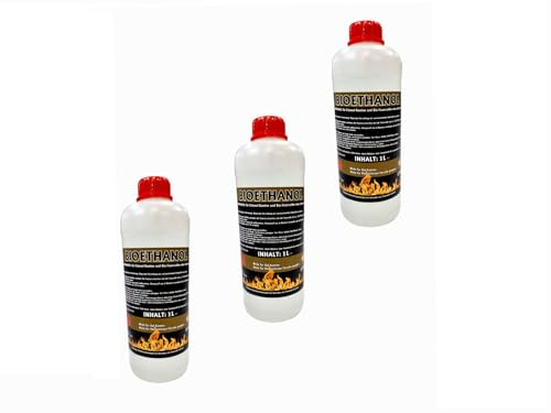 Antiviron Bioethanol 96,6% Premium 3 Liter (3x 1 Liter) Ethanol für Tischkamin, Kamin & Gartendeko für Draußen - Rauch- und Rußfrei aus Mais