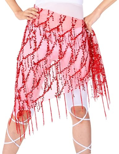 Pailletten Rock Damen, Rock Pailletten Damen Bauchtanz Hüfttuch Quaste Glitzer Rock Rave Festliche Tanz Wickelröcke Bauchtanz Röcke Gürtel Frauen Karneval Kostüm Shiny Schal Tanzrock