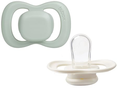 b.box Baby Schnuller Größe 1 (2er Pack) | Silikon Sauger und Schild im Symmetrischen Design | Bleibt Sauber | BPA-Frei | Baby Schnuller 0-6 Monate