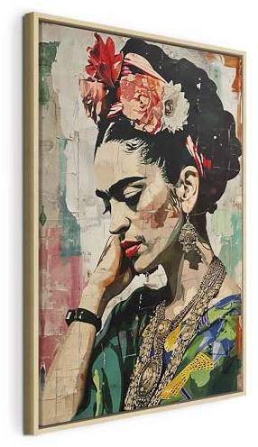 murando - Quadro Moderno con Cornice Naturale, Frida Kahlo, 60x90 cm | Chiodi Inclusi, 1 Pezzo, Quadri Moderni, Soggiorno, Telaio in Legno, Donna, Resistenti Allo Sbiadimento, Produzione Europea