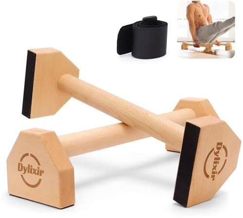 Push-up-handtag Träparalletter för Fitness, Gymnastik och Aerobics - Ländryggssäkra 1 Par