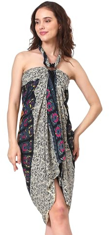 SAIVONA Sarong Pareo Damen Mandala Fransen Viskose Strandtuch Wickeltuch Wickelrock Strandrock Wickeltuch Bikini Cover Up für Badeanzug Ca. 170cm x 110cm