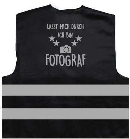 Lasst Mich durch, ich Bin Fotograf Warnweste BZW. Signalweste mit reflektierendem Aufdruck - Größe XXL / 3XL, Schwarz