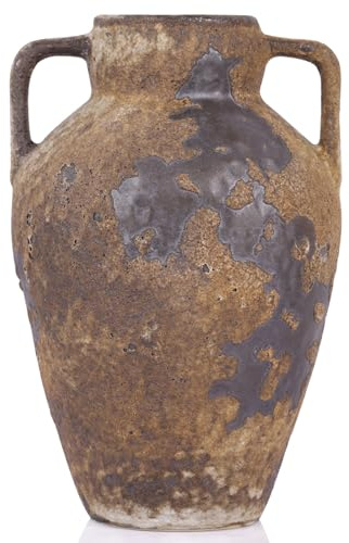 Wabi Sabi Decor Vase Rustique avec 2 poignées, Pot de Ferme pour décoration d'intérieur, vases Classiques en Pierre de Terre Cuite, Convient pour la décoration de la Maison, du Salon