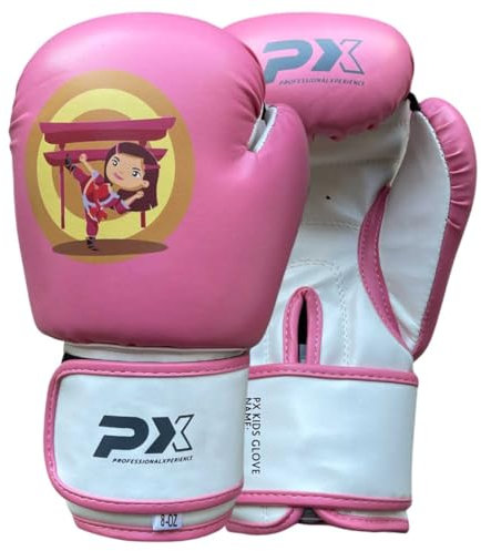 PX Kids Glove Girls Boxhandschuhe pink-weiß 4 Oz - Gepolsterte Trainingshandschuhe - Fitness, Sparring und Wettkampf - Ergonomisch - Unisex, Kinder