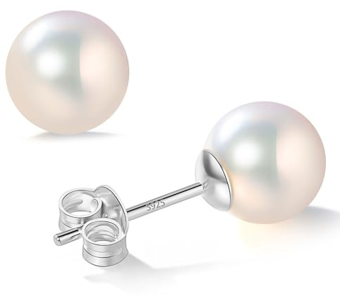 YAMI Salzwasser/Süßwasserperlenohrringe, Perlenohrringe Silber 925, Weiß Damen Ohrringe Perlen, 6-11mm Perlen Ohrringe 925 Silber, Ideal als Geschenk, Geeignet für Verschiedene Anlässe