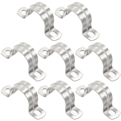 8 Pièces 35mm Collier de Serrage en U,Collier de Serrage en Acier Inoxydable,Tuyau En U épaissir,Pour Fixation de Tuyau,câbles,Silver(35mm)