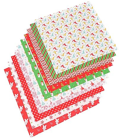PHENOFICE 10stücke Weihnachtsstoff Patchwork Baumwolle Nähstoff Quiltstoff Für Kissenbezüge Spielzeug Und Heimwerkerarbeiten Mit Weihnachtsdruckmustern