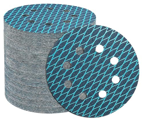 STEBRUAM 64 Pcs Discos de Lija 125mm 8 Agujeros Lijas 40 Grano | 5 Pulgadas Circonio Papel de Lija Papeles de Lija Hook and Loop para Lijadora Orbital Aleatoria