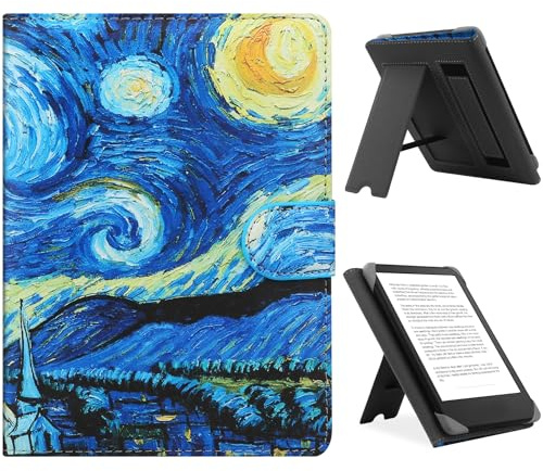 HoYiXi Universal Hülle für 6.8'',7“ ebook Readers,Kompatibel Kindle Paperwhite 2024-2019/Kobo Clara HD/Kobo Clara 2E Leder Stand Schutzhülle für 6-6.8'' Pocketbook/Tolino/Sony eReader,Sternennacht