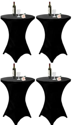 Stretch Stehtisch Husse Stehende Tischdecke 80 x 110cm Elastische Tischdecken für Bar Counter, Runde Tisch Hochzeit, Geburtstagsfeier (Schwarz, XL-4)