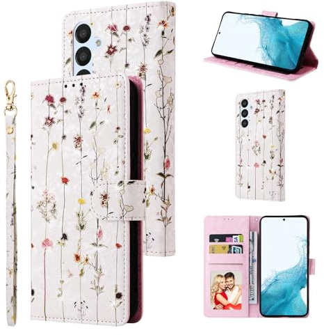 UEEBAI Étui portefeuille pour téléphone, en cuir PU de qualité supérieure, avec support, blocage RFID, étui à rabat avec emplacements pour cartes, dragonne, motif gravé en relief, fermeture magnétique