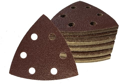 Goodway Triangoli Delta – 180 fogli abrasivi in velcro 93 x 93 x 93 mm, 6 fori, ciascuno 30 grana 40/60/80/120/180/240 per levigatrice a delta, carta vetrata di alta qualità