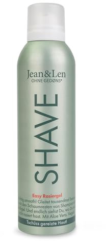 Jean & Len Rasiergel Aloe Vera & Vitamin E, für eine besonders schonende & gründliche Rasur, schützt vor Irritationen & Reizungen, Rasiergel für Damen, ohne Parabene & Silikone, vegan, 200 ml