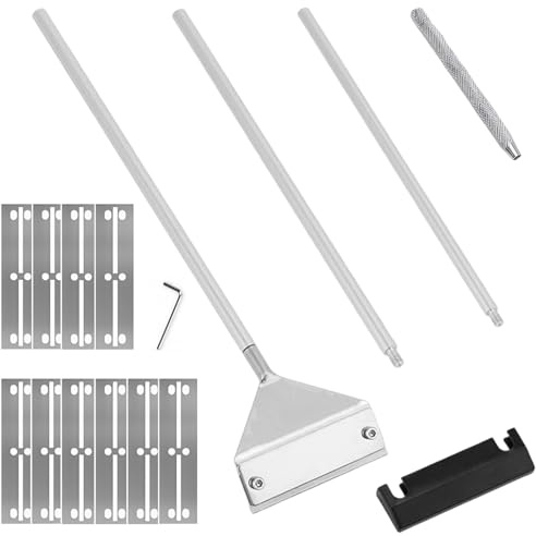 Tokaneit Aquarium Algen Rasiermesser Schaber, 85 cm Algenschaber Aquariumschaber, Edelstahl Algenschaber, Erweiterte Version mit Zusätzlicher Verlängerungsstange und 10 Klingen, für Glas Fischbecken