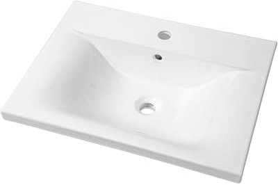 NUESTRA VIDA Lavabo da Incasso Moderno, Ceramica Bianca 61×46×18 cm, Design Compatto con Foro e Troppopieno, Facile da Pulire