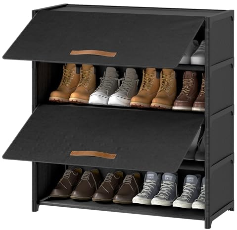 UNITSTAGE 5 Tier Shoe Cabinet with Door, 20-Pair Storage, Black | Ideal for Daily Family Use, Door Keeps Shoes Dust-Free, Stops Pets from Chewing, Simple Tool-Free Install