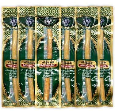 Hometimestore Bâtonnets Miswak Naturels Baton Siwak Brosse à dents pour des dents et des gencives saines ainsi qu'une haleine fraîche, Soins dentaires quotidiens sans additifs, 6 pièces
