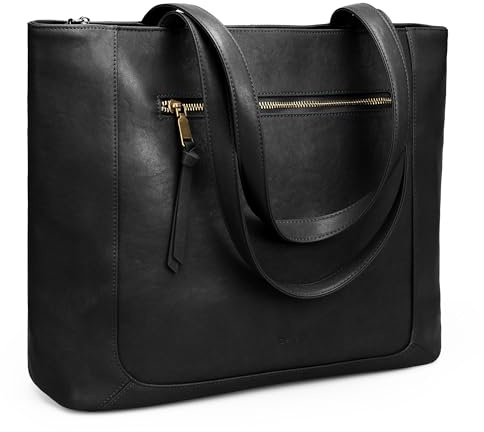 befen Echtleder Shopper Tasche Damen Handtasche Groß 15,6 Zoll Laptoptasche | Leder Tache Tote Bag Lehrertasche mit Reißverschluss, Schultertasche für Business Büro Schule