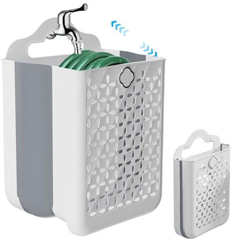 Caja de carrete de manguera, soporte extensible para manguera de jardín de carga fuerte con mango redondo para patio exterior, cajas de jardín para cajas de almacenamiento exteriores