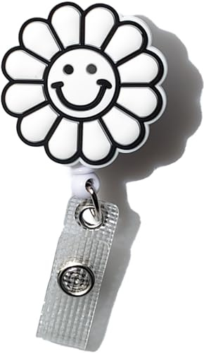 Niedlicher Smiley Blume Ausweishalter Einziehbar - Krankenschwester ID-Kartenhalter, Arzt Namensschild Clip für Medizinisches Fachpersonal