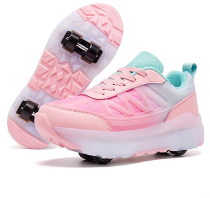 ANEFUN Rollschuhe für Mädchen Jungen Kinder Abnehmbare Sneaker mit Rollen Modische Rollschuhe