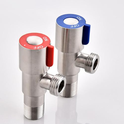 Gdfnmogo Vanne d'arrêt de toilettes en acier inoxydable de 1,27 cm, valve d'arrêt pour eau chaude et froide, robinet d'arrêt pour évier de cuisine, robinet d'arrêt pour chauffe-eau, quart de tour