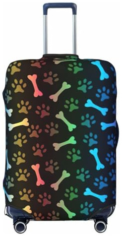 Liulannq Rainbow Dog Cat Paw Hochelastische auffällige Koffer-Schutzhülle, die Ihren Koffer vor Staub und Kratzern schmückt und schützt., Schwarz , L