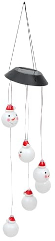 VALICLUD Carillon Éolien Solaire LED Étanche à Changement de Couleur Motif Bonhomme de Neige Lampe Solaire Suspendue pour Jardin et Terrasse Éclairage Décoratif Extérieur Automatique