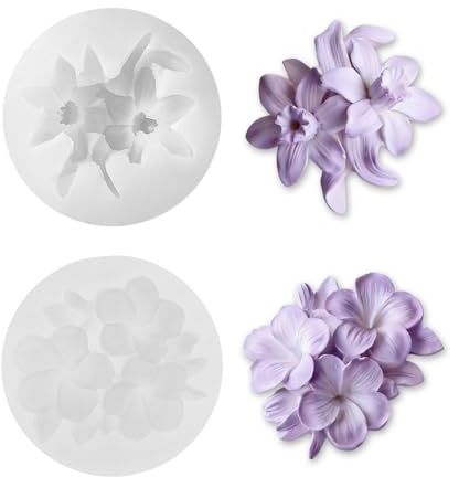 Aikeis2er-Pack Silikonformen für Blumenkerzen, können für selbstgemachte Kerzen, Kuchendekorationen, Seifen und andere Silikonformen verwendet werden. Die 3D-Blumen-Silikonform enthält Lilien- und Plu