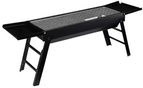 Grill à charbon portable adapté au camping | Réchaud amovible - gril de camping pour charbon de bois avec plateaux latéraux - pour l'extérieur, le, l'appartement, le balcon, la plage, la cuisi