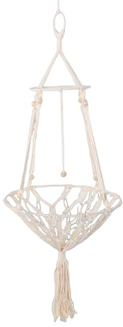 Zerodis Hamaca para Gatos de Macramé, Cama Colgante de Estilo Bohemio para Gatitos, Cama Columpio para Gatos con Cuerda de Algodón Tejida a Mano con Soporte de Metal para Dormir,