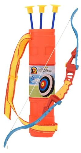 Teenpull Bogenschießen-Set für Kinder mit 1 Bogen 3 Pfeilen und Köcher, Robustes ABS PP PE Material, 68 cm Bogenlänge, Saugnapf-Spitzen, ideal für Outdoor Garten Bewegung Koordination Training