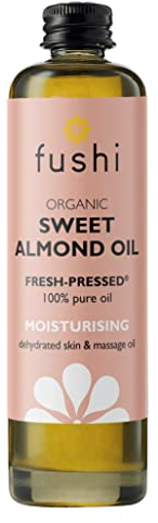 Fushi Sweet Golden Almond Organic Oil 100 ml | Fresh-Pressed | Best for Dull Skin, Dry Hands, Skin Cleansing, Sensitive Skin|Ethical & Vegan Society Approved|Manufactured in the UK