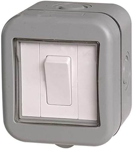 BG Electrical Outdoor Single Wall Switch, Weatherproof, Grey, 13A, IP55 Rated, WPB12