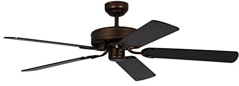 Deckenventilator ohne Beleuchtung Potkuri, Gehäuse Bronze Antik, Wendeflügel schwarz oder schwarz mit Streifen, 132 cm, für Räume bis zu 25m134