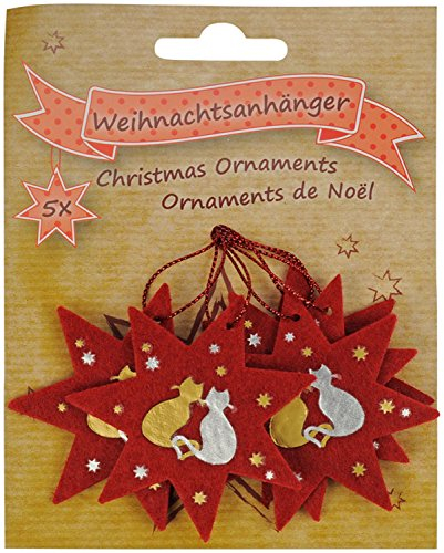 Filz-Weihnachtsanhänger Katzen, 5er-Set