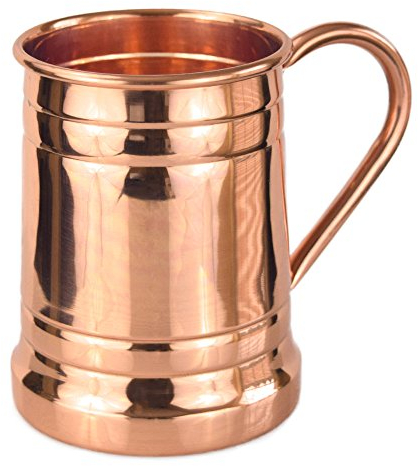 PURE COPPER BEER MUG – Unique Tankard Look - Handmade 100% Pure Copper Beer Stein - Solid Copper,No Lining - Polished Copper Inside & Out - 18 oz – Ice Cold Beer, Moscow Mules, & Recipes E-book