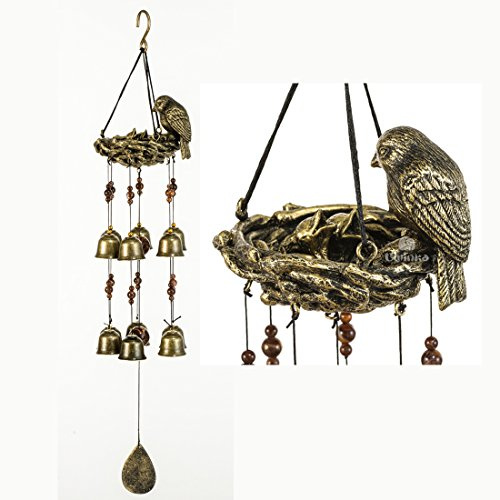 BWinka Neueste Vögel und Nest Wind Glockenspiel 12 Stück Bronze Glocken Amazing Grace Wind Chimes für Garten, Hof, Patio und Home Decor