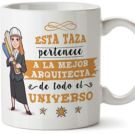 MUGFFINS Arquitecta Tazas Originales de café y Desayuno para Regalar a Trabajadores Profesionales - Esta Taza Pertenece a la Mejor Arquitecta del Universo - Cerámica 350 ml