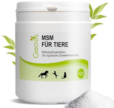 Geovis MSM Pulver für Tiere 500g - organischer Schwefel - Ideal für Pferd - Hund - Katze - Hochdosiertes 99,9% reines Methylsulfonylmethan - Gelenke, Muskulatur, Fell - Futterergänzung