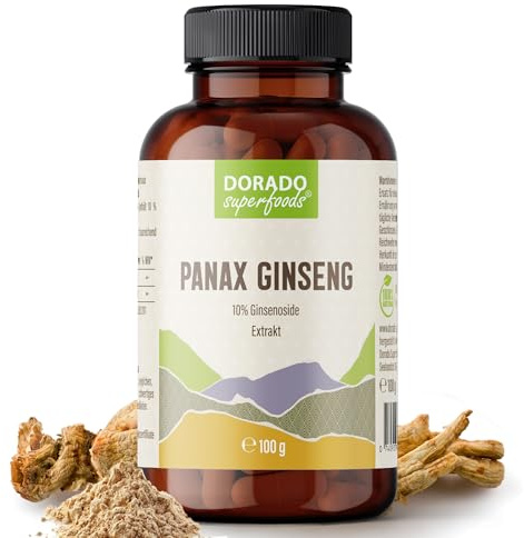 Panax Ginseng Pulver – koreanisch, hochdosiert – 2.000 mg Extrakt (10:1, entspricht 20.000 mg Rohwurzel) – 100 g, 50 Tage | Dorado Superfoods®